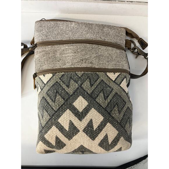 MYRA BAG MEDIUM GRAY, IVORY PRINTED CANVAS CROSSBODY BAG - Picture 10 of 16